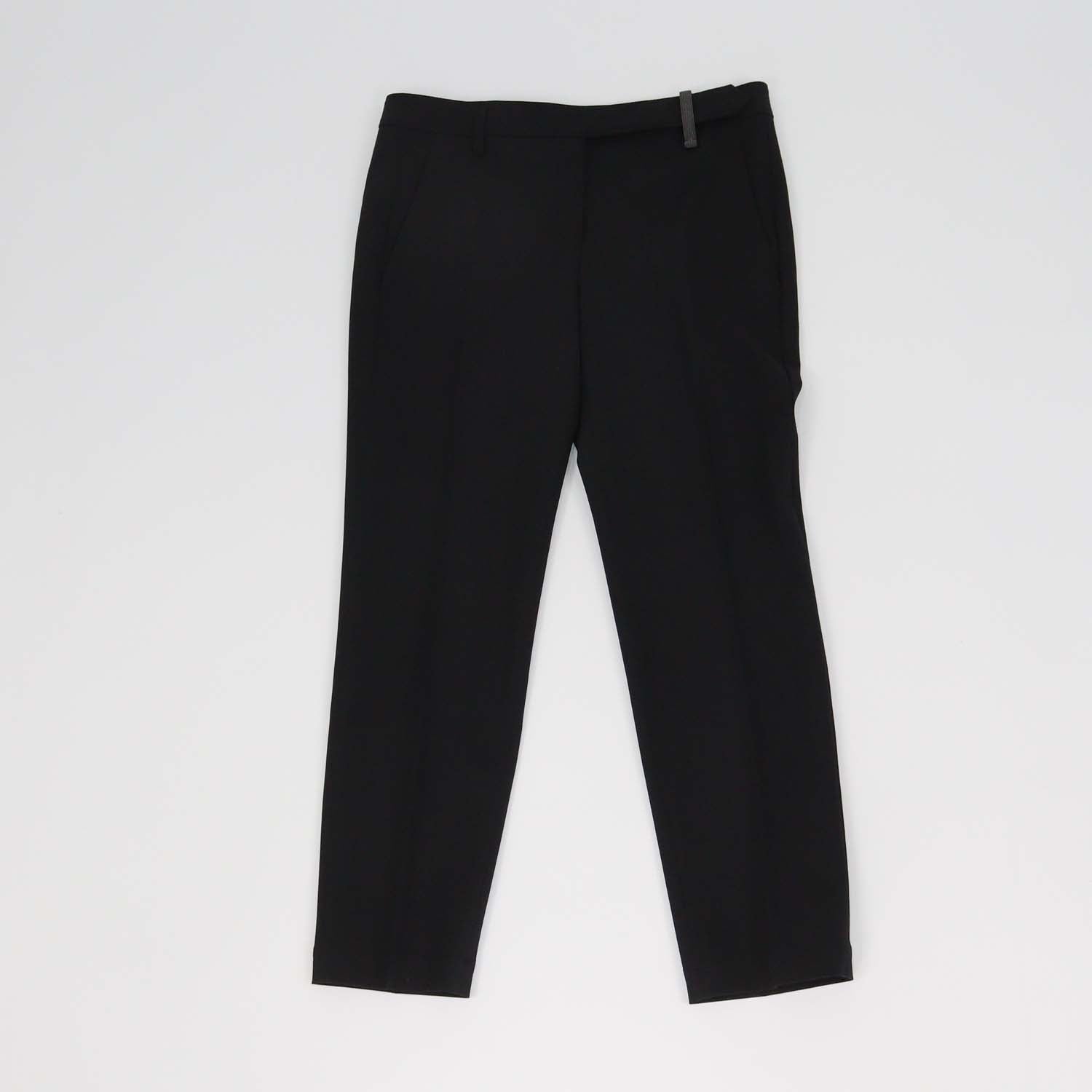 Brunello Cucinelli Black Blend Wool Slim Pants