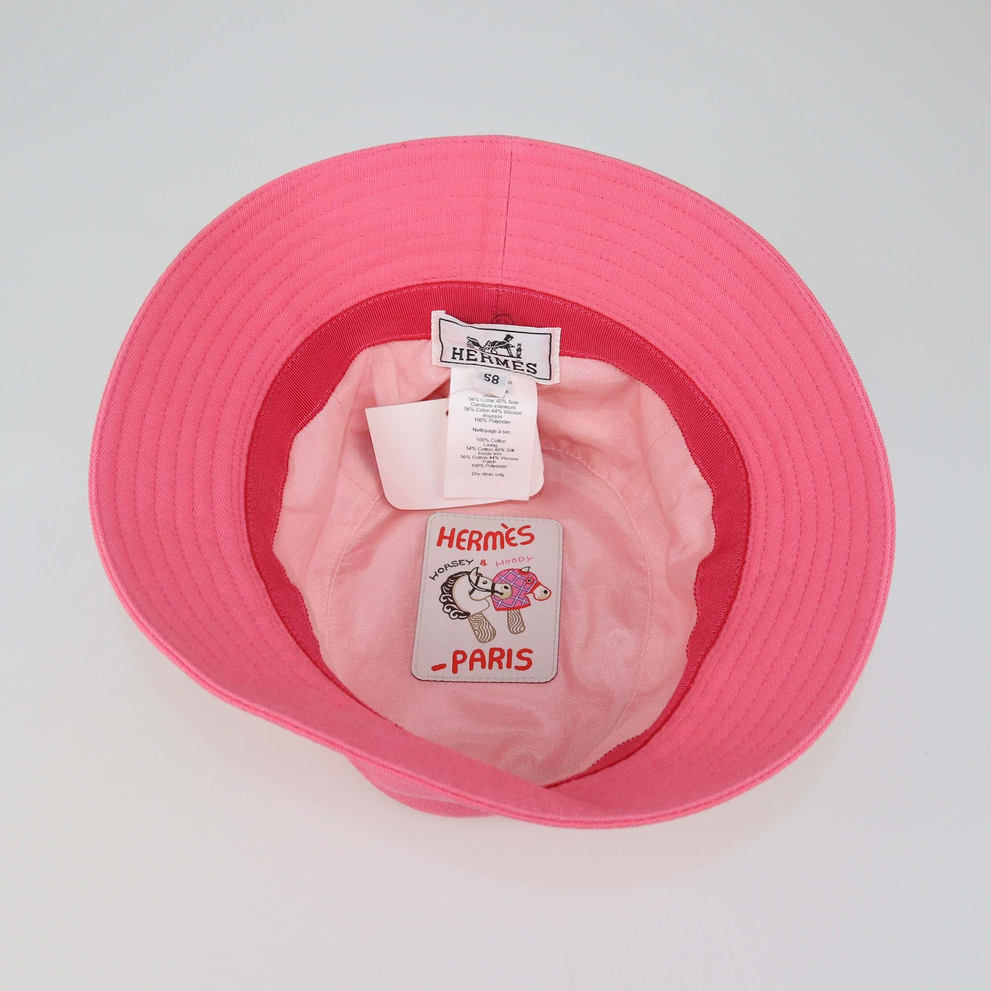 Hermes Rose Azalee Cotton Calvi Seashell Bucket Hat
