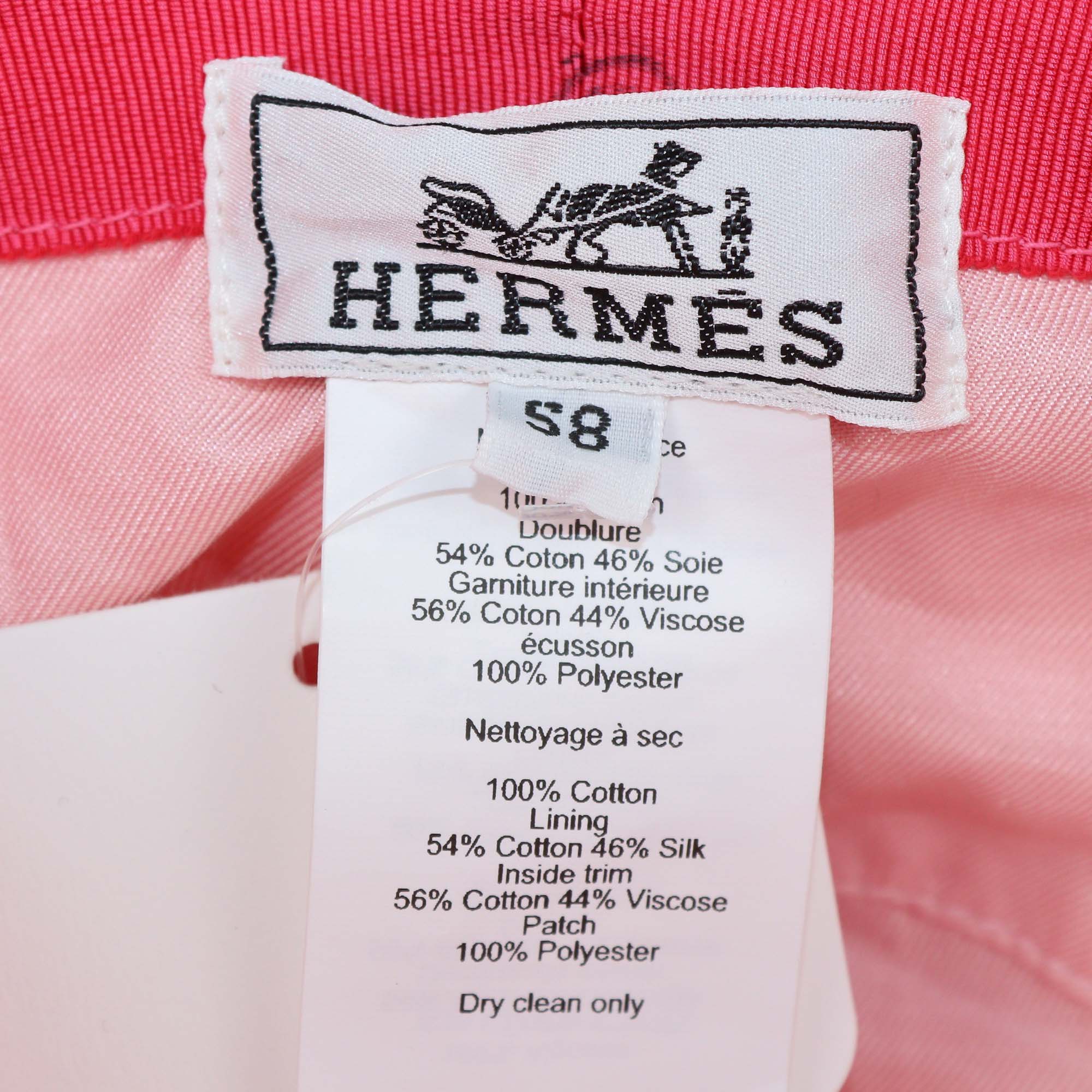 Hermes Rose Azalee Cotton Calvi Seashell Bucket Hat