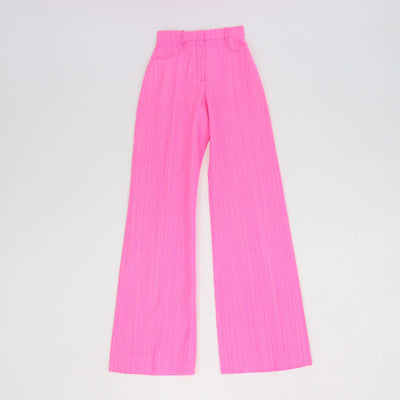Jacquemus Pink Silk Blend High Rise Le Raphia Sauge Trousers