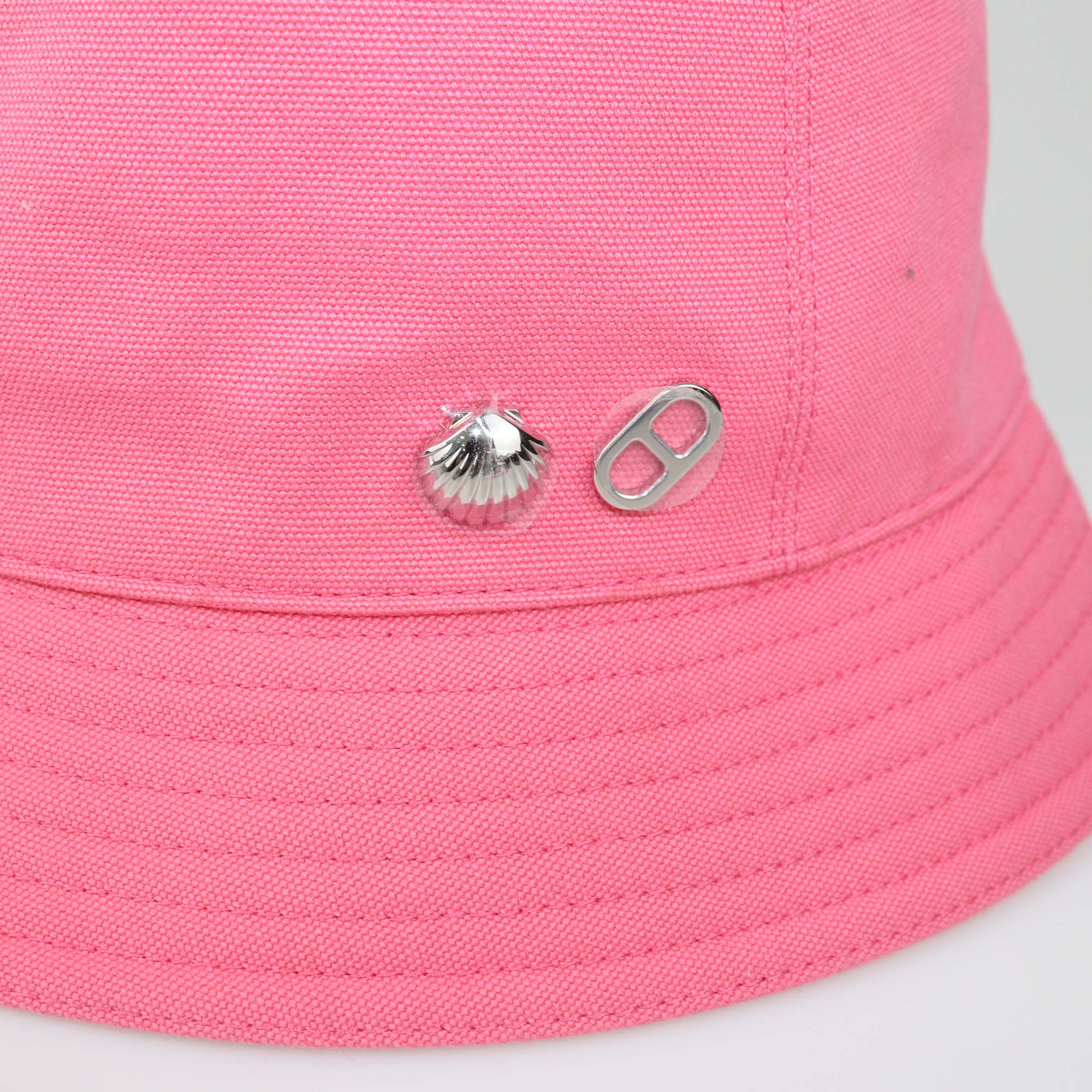 Hermes Rose Azalee Cotton Calvi Seashell Bucket Hat