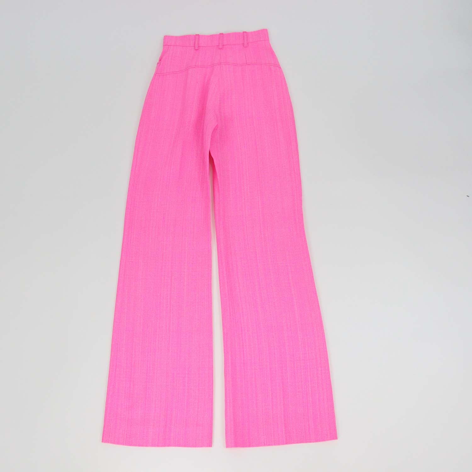 Jacquemus Pink Silk Blend High Rise Le Raphia Sauge Trousers