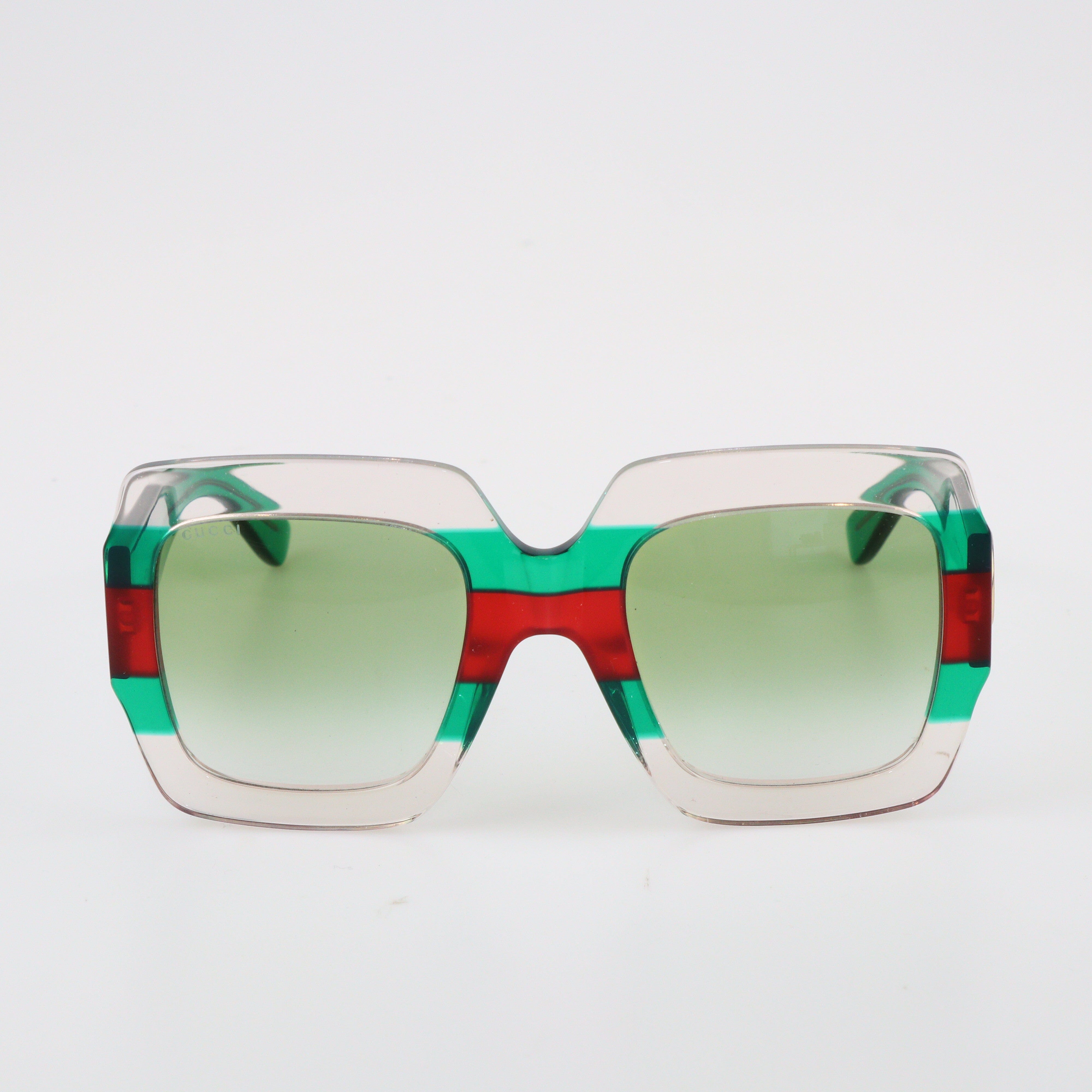 Gucci clear red and best sale green sunglasses