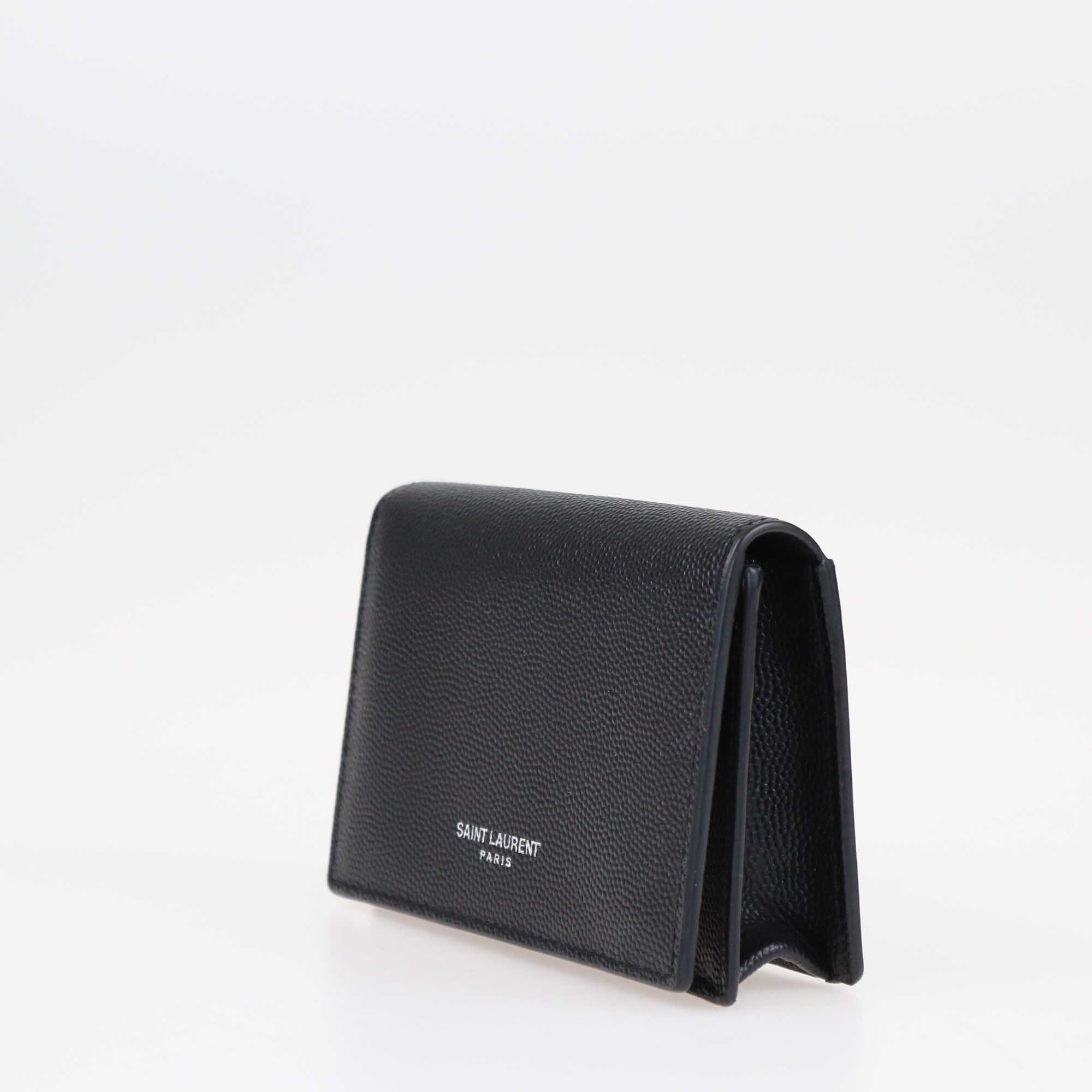 Saint Laurent Black Textured Business Card Holder Accessories Saint Laurent 