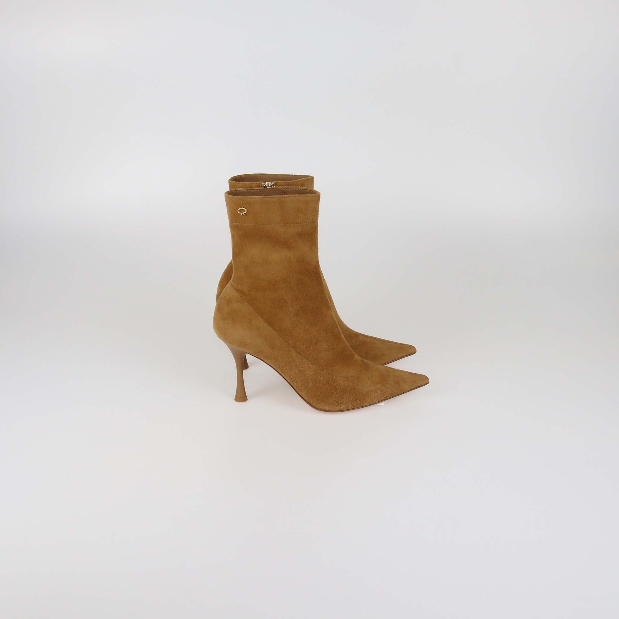 Gianvito Rossi Brown Suede Dunn Mid Ankle Boots