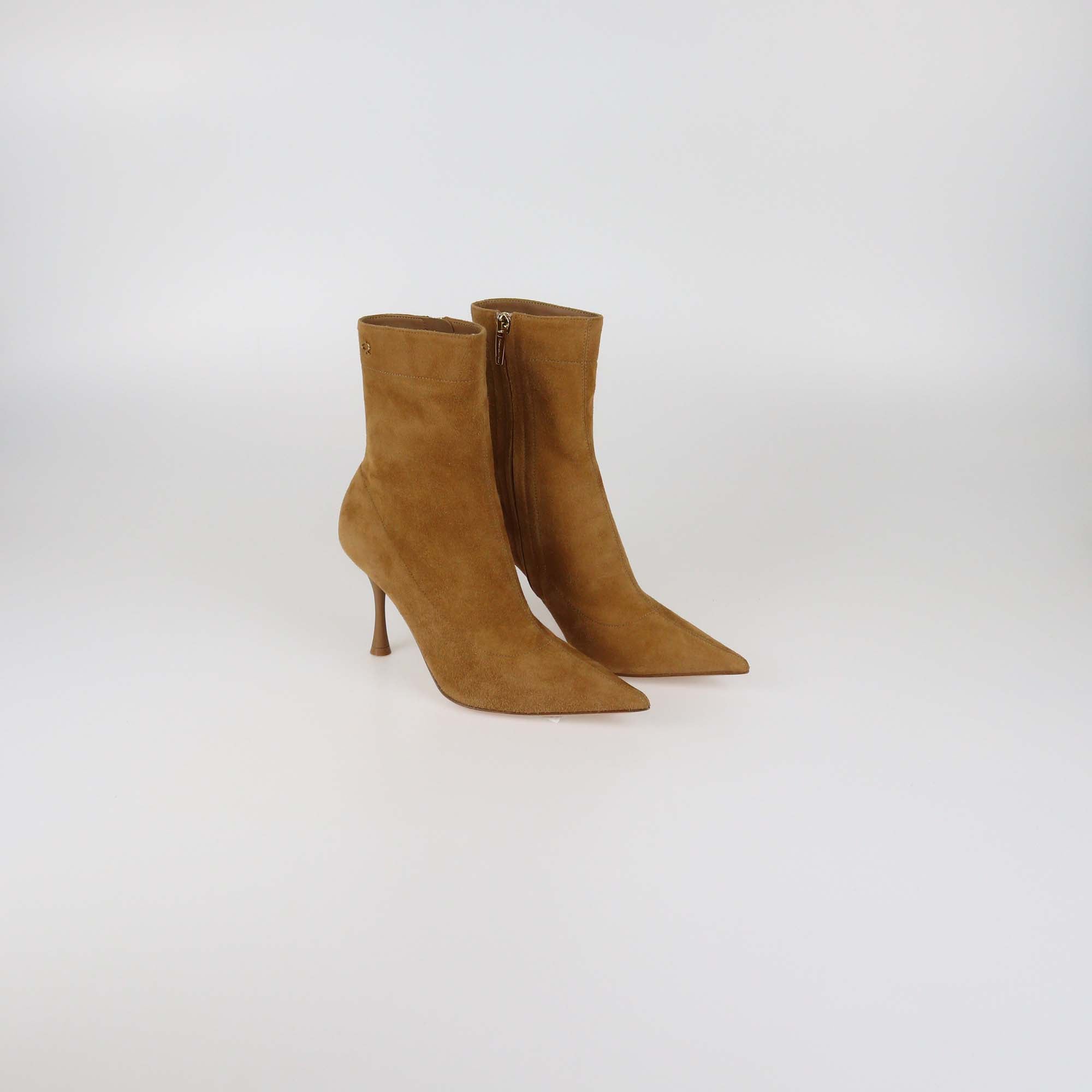 Gianvito Rossi Brown Suede Dunn Mid Ankle Boots