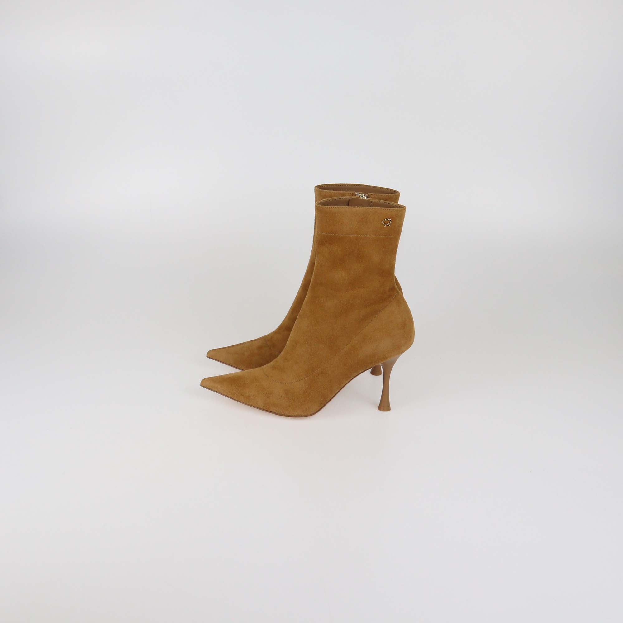 Gianvito Rossi Brown Suede Dunn Mid Ankle Boots