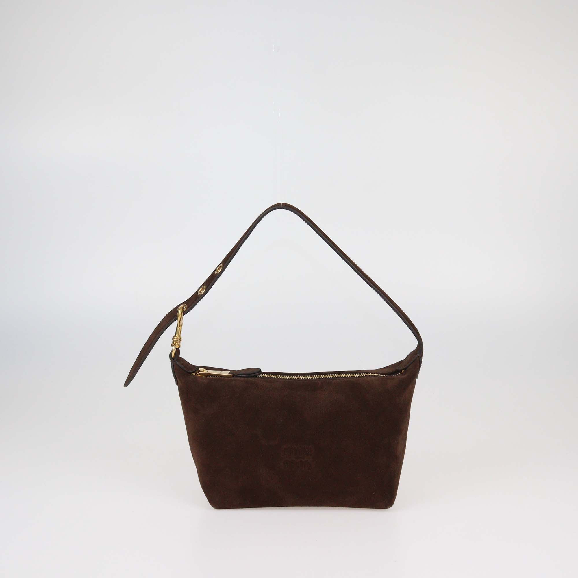 Miu Miu Cacao Suede Pouch Bag