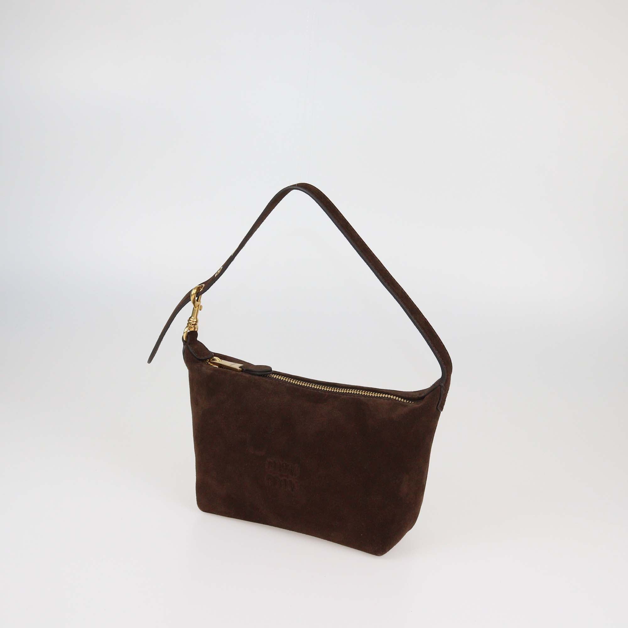 Miu Miu Cacao Suede Pouch Bag