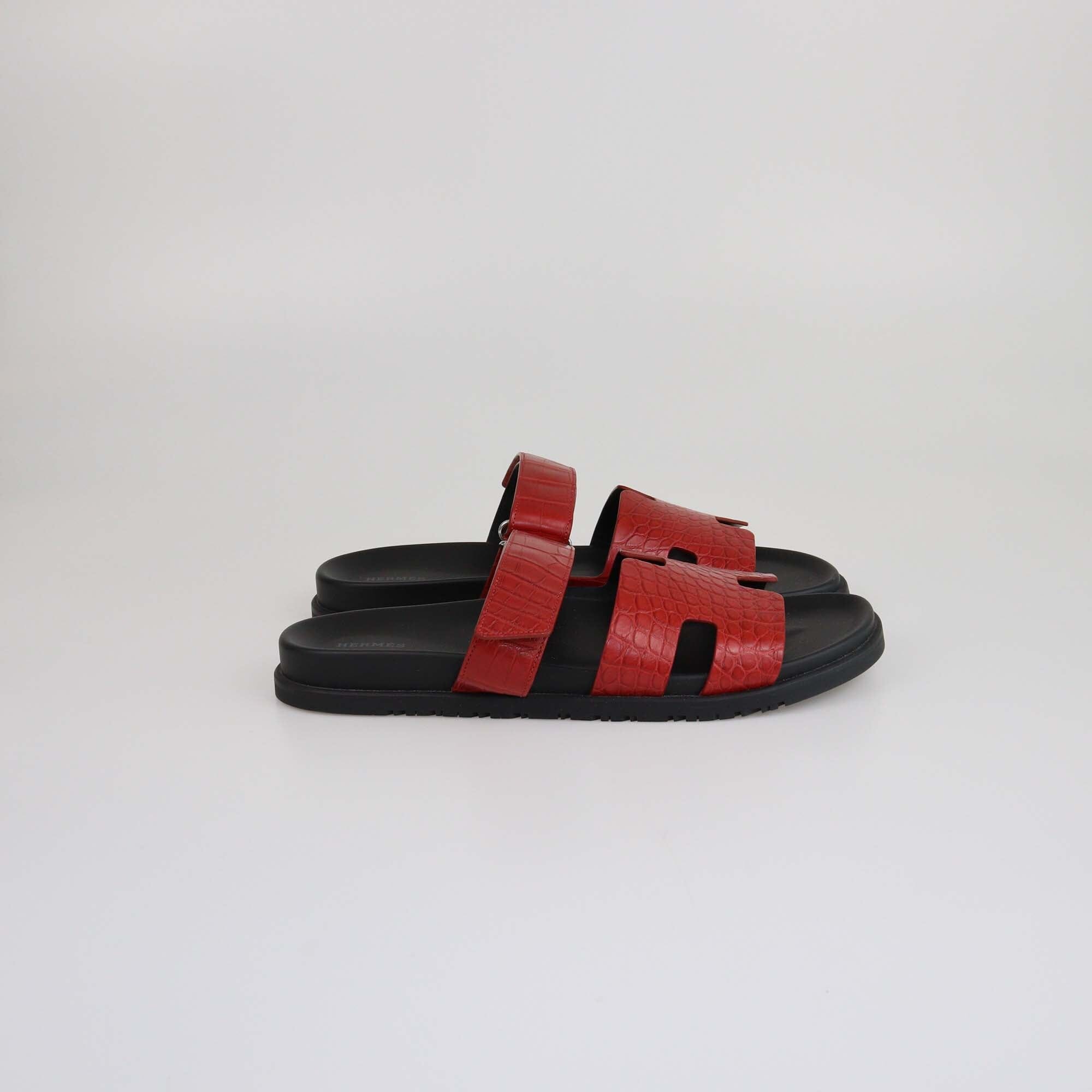 Hermes Braise Crocodile Chypre Sandals Mens Hermes 