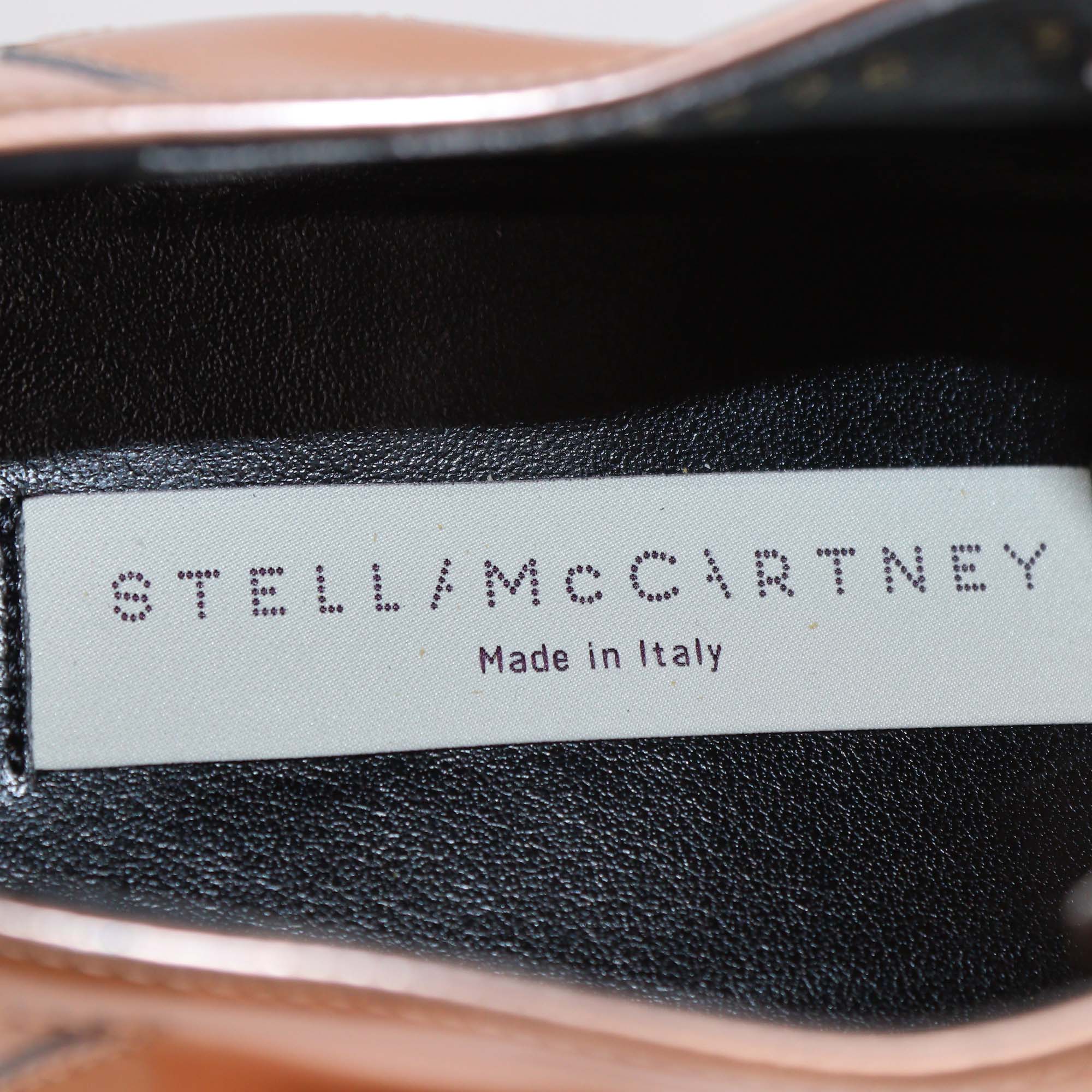 Stella McCartney Rose Gold Faux Laminated Leather Elyse Star Platform Sneakers