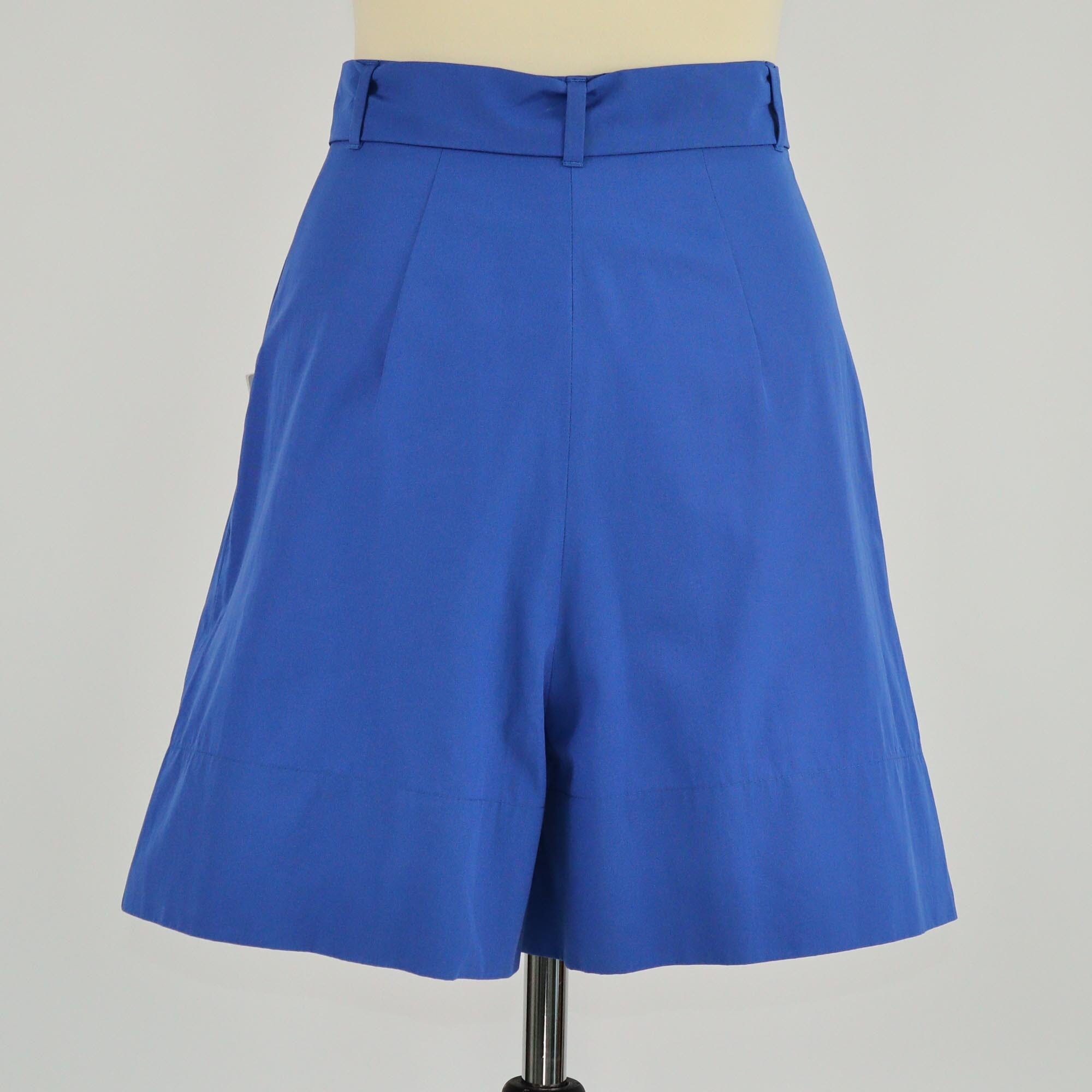 Weekend Max Mara Blue Flared Belted Bermuda Short Womens Weekend Max Mara 