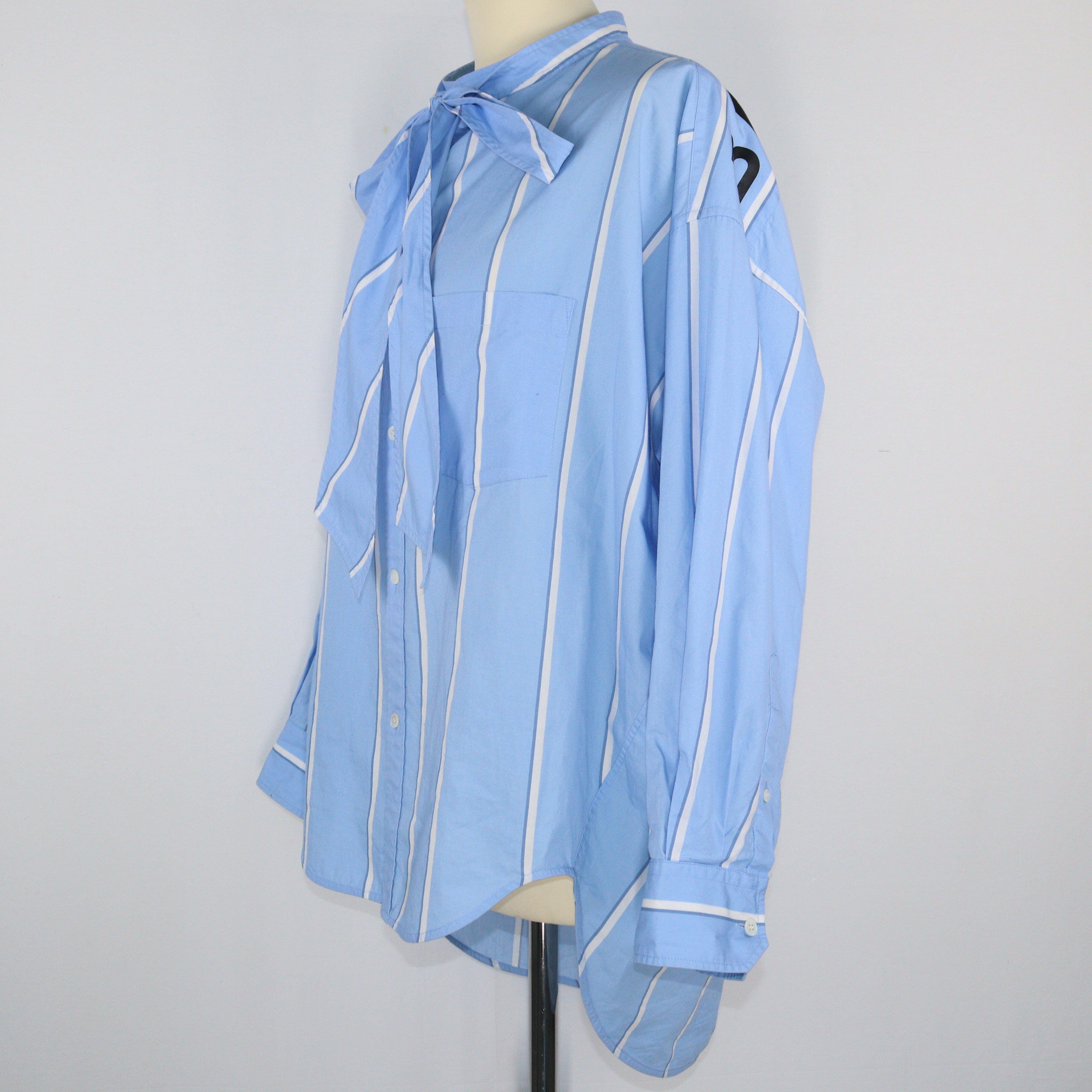 White/Blue Striped Pocket Detail Shirt Clothings Balenciaga 