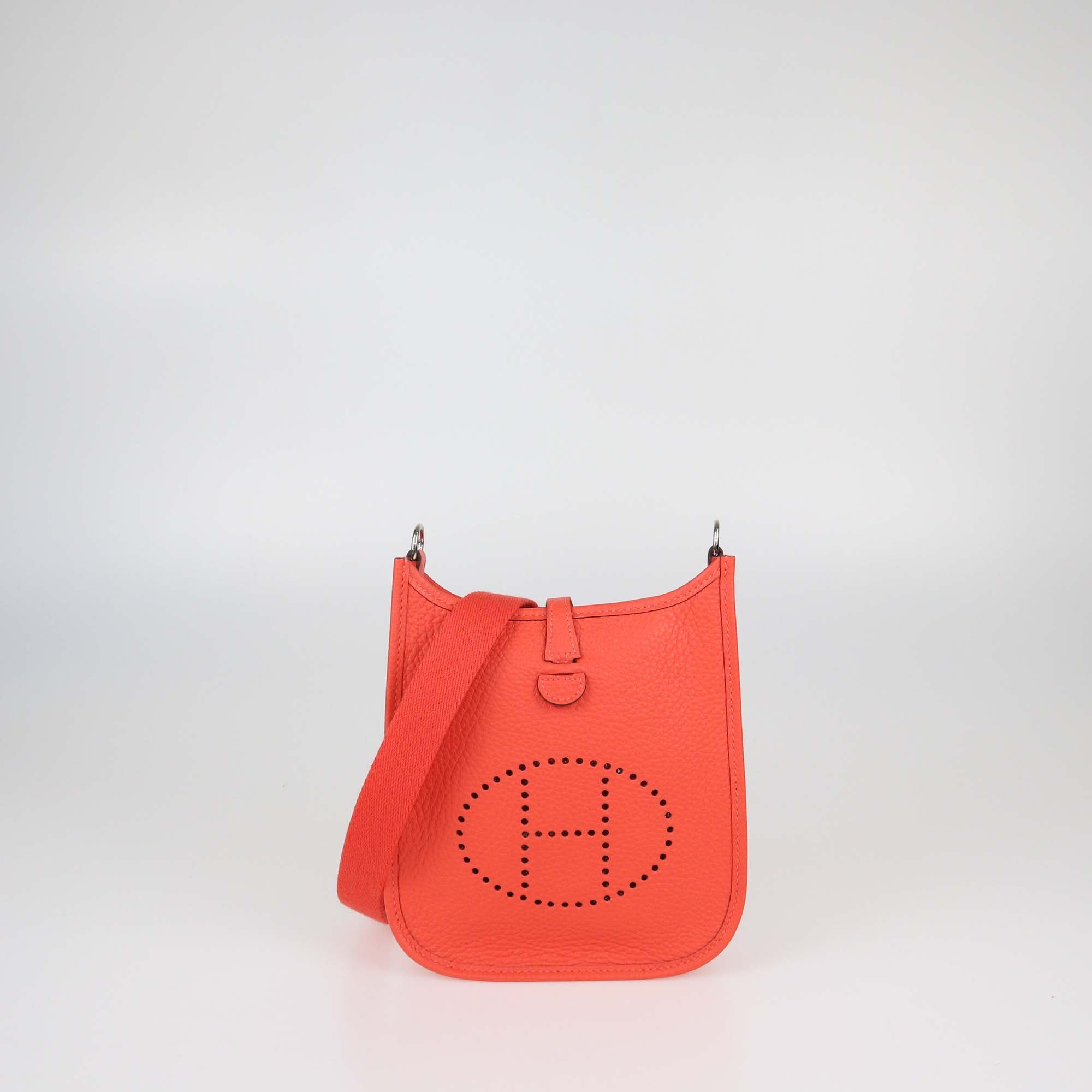 Hermes Orange Field Clemence Leather Evelyne TPM Bag