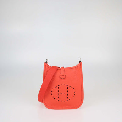 Hermes Orange Field Clemence Leather Evelyne TPM Bag