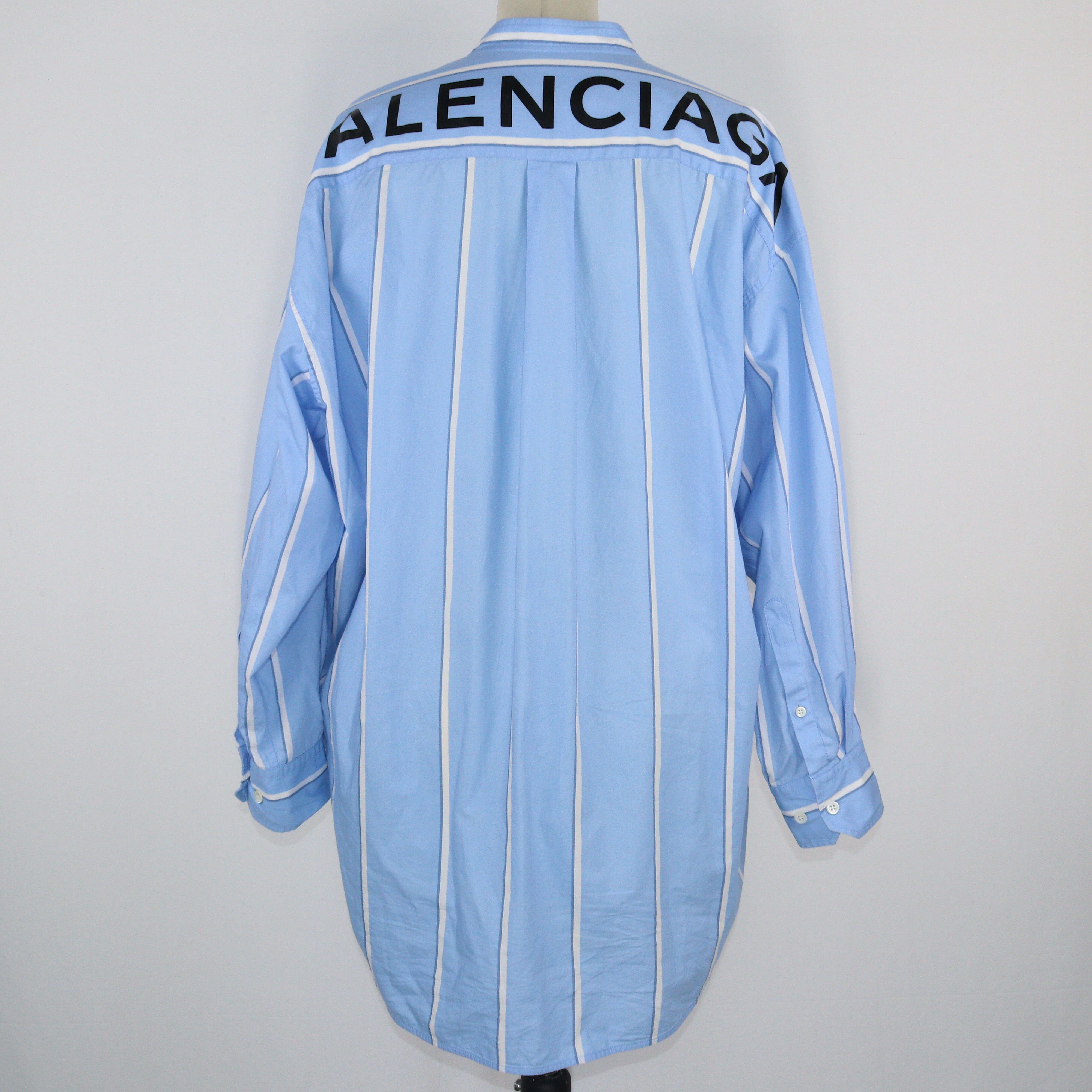 White/Blue Striped Pocket Detail Shirt Clothings Balenciaga 