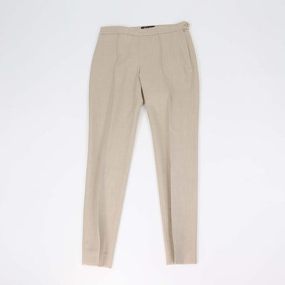 Loro Piana Beige Blend Wool Pleated Straight Fit Pants