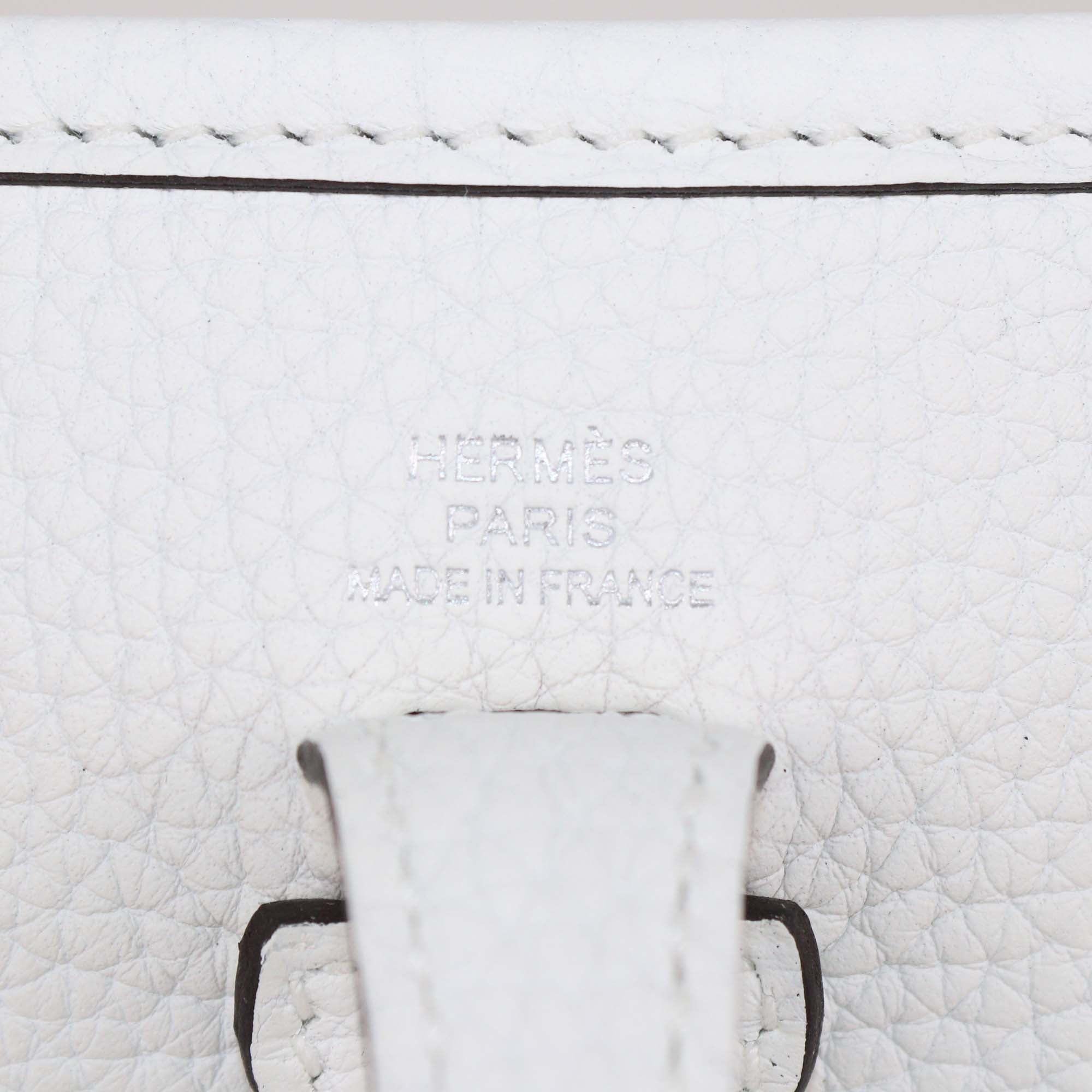 Hermes New White Clemence Leather Evelyne TPM Bag