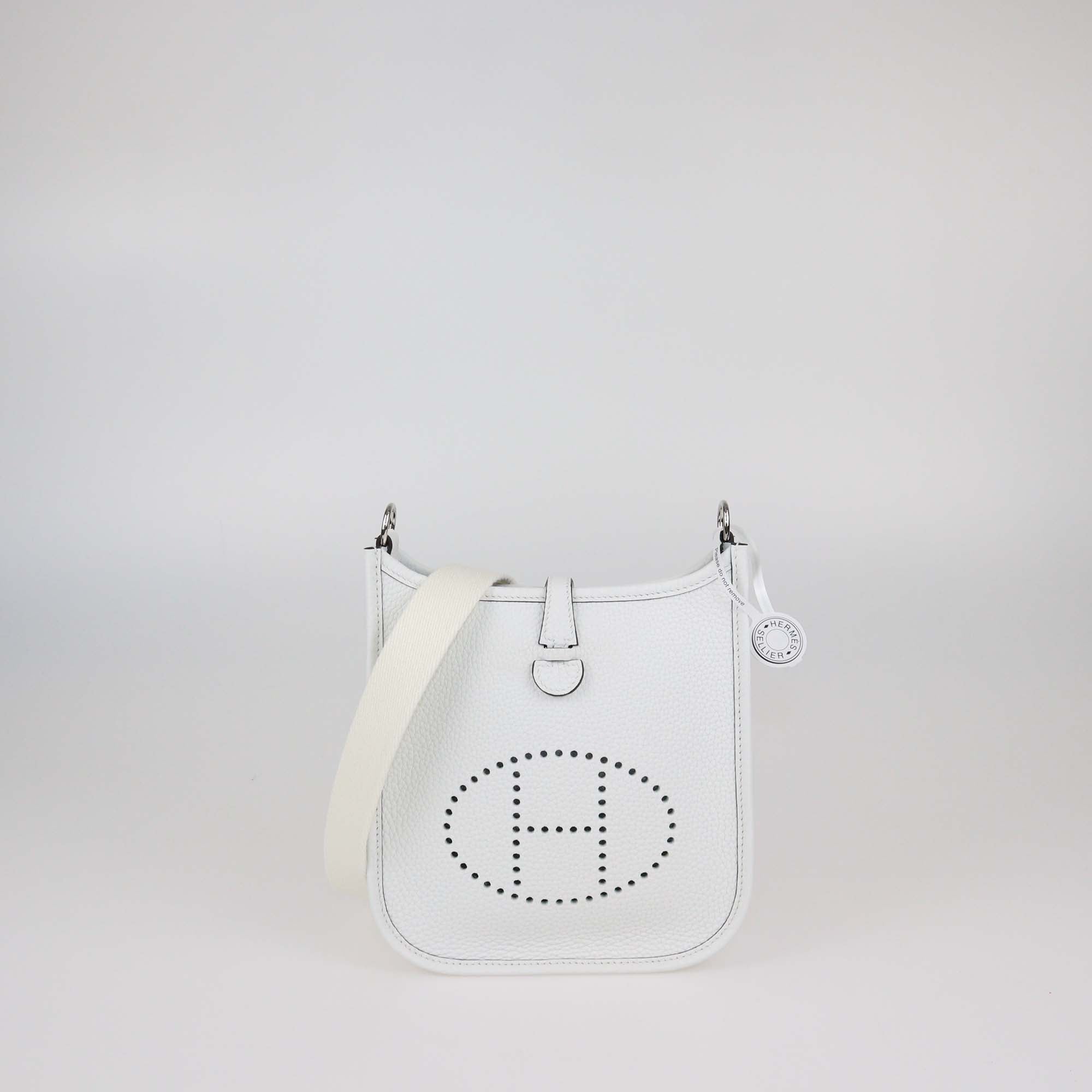 Hermes New White Clemence Leather Evelyne TPM Bag