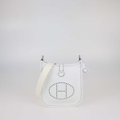 Hermes New White Clemence Leather Evelyne TPM Bag