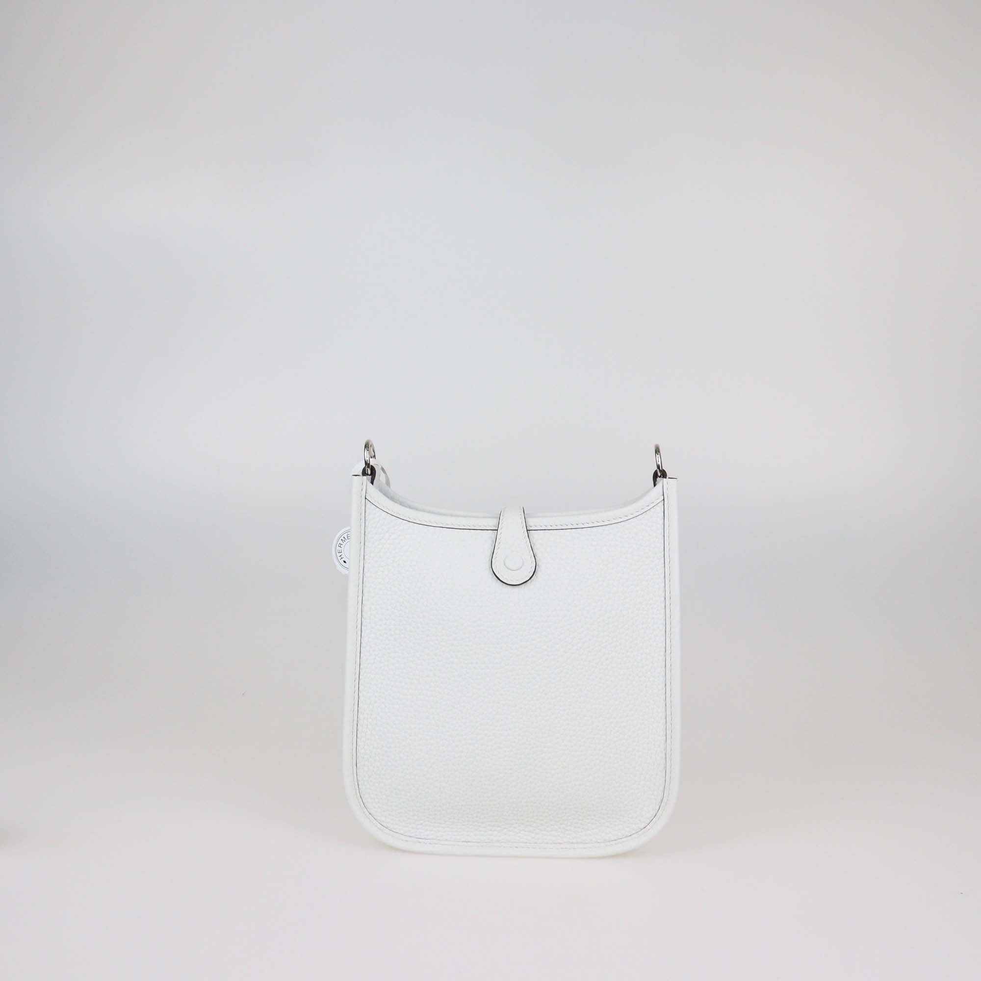 Hermes New White Clemence Leather Evelyne TPM Bag