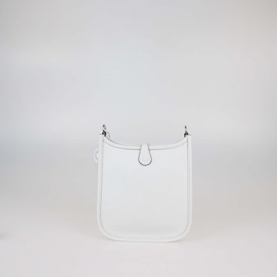 Hermes New White Clemence Leather Evelyne TPM Bag