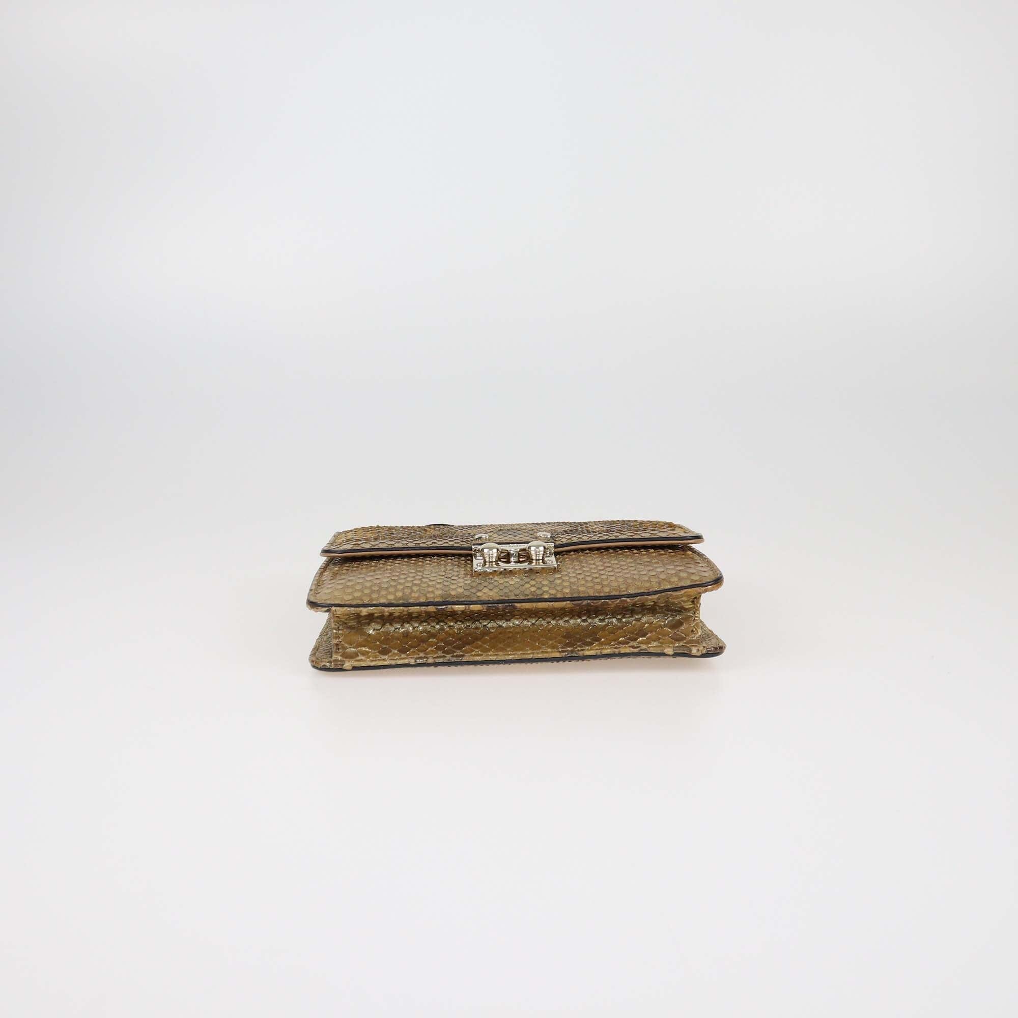Valentino Gold Iridiscent Mini Glam Top Handle Bag Womens Valentino 