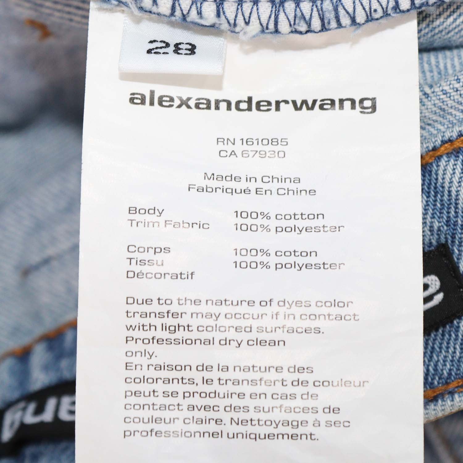 Alexander Wang Blue Denim EZ-Cut Out Straight Fit Pants