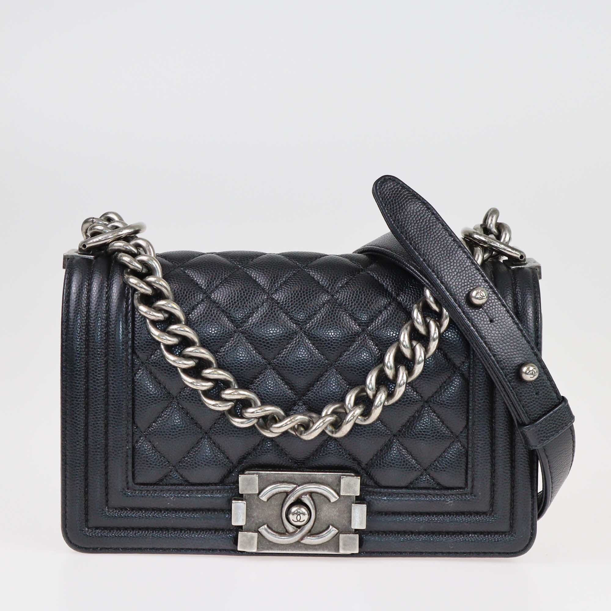 Chanel Black Quilted Caviar Small Boy Flap Bag Bags Chanel 