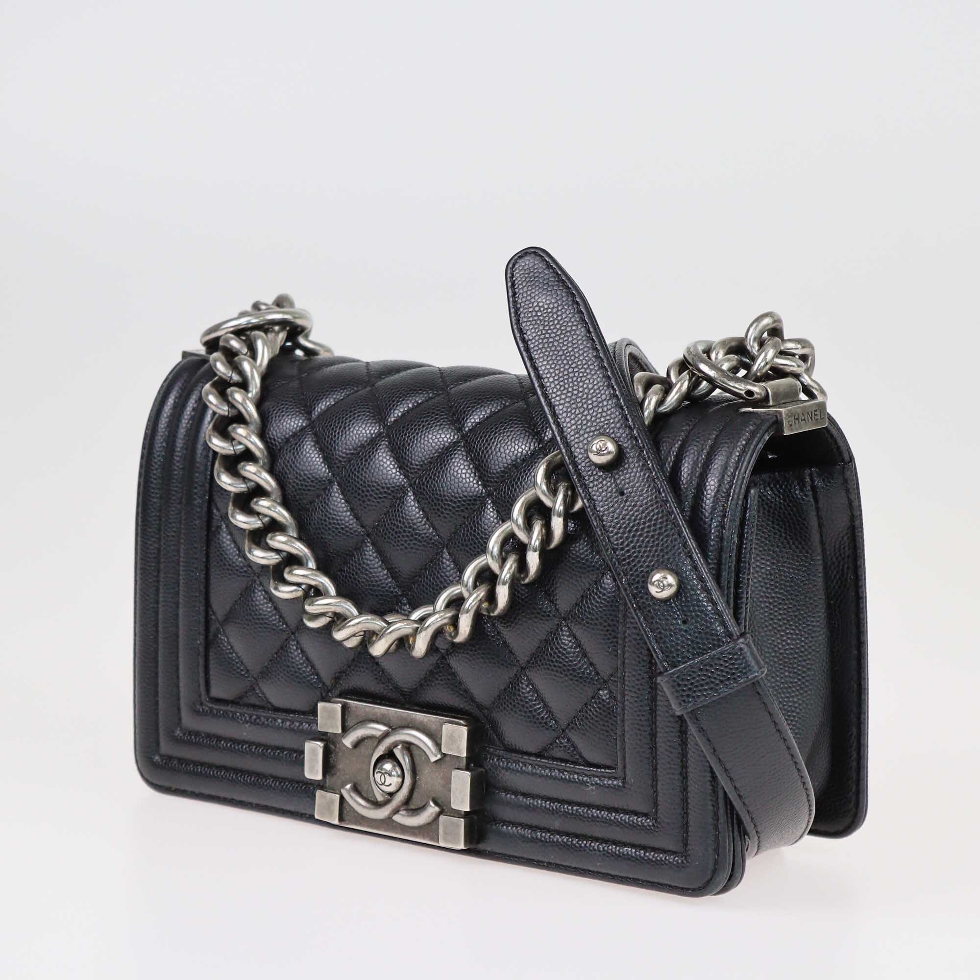 Chanel Black Quilted Caviar Small Boy Flap Bag Bags Chanel 