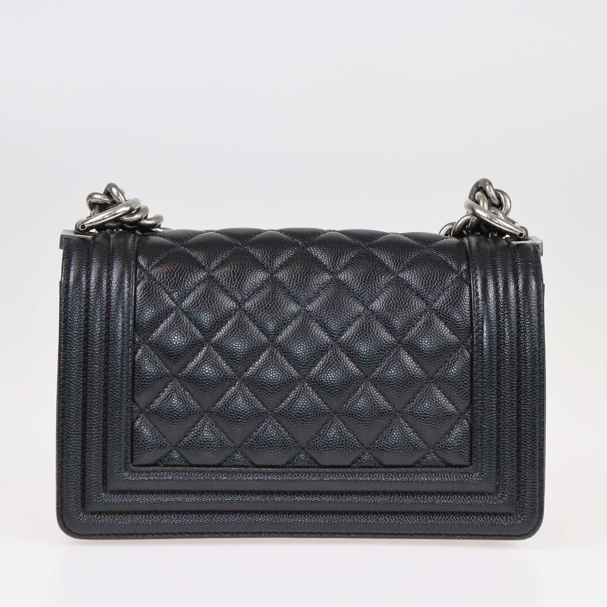 Chanel Black Quilted Caviar Small Boy Flap Bag Bags Chanel 