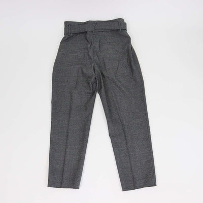 Brunello Cucinelli Black/Grey Wool Houndstooth Print Belted Pants
