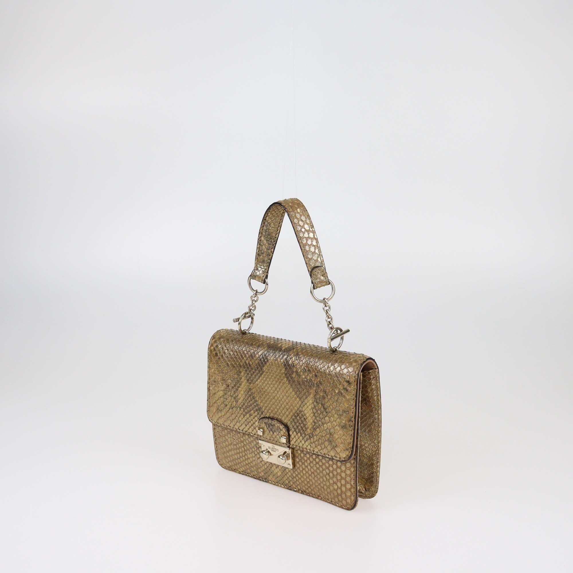 Valentino Gold Iridiscent Mini Glam Top Handle Bag Womens Valentino 