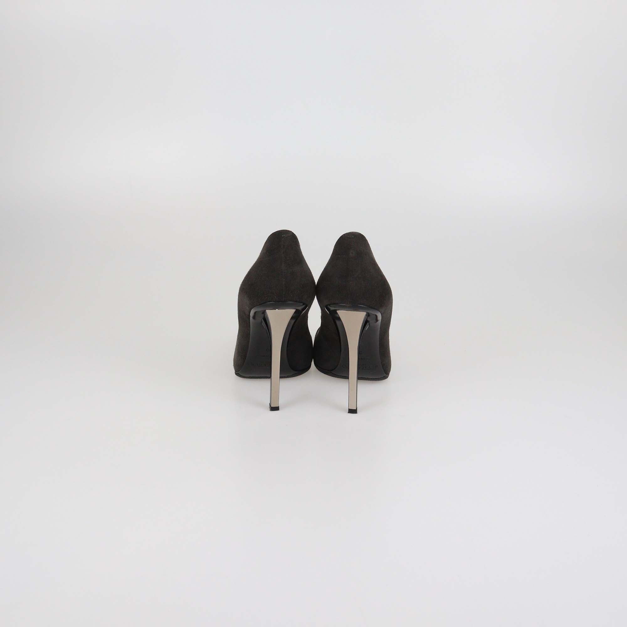 Jimmy Choo Dark Grey Suede Pointed Toe Pumps