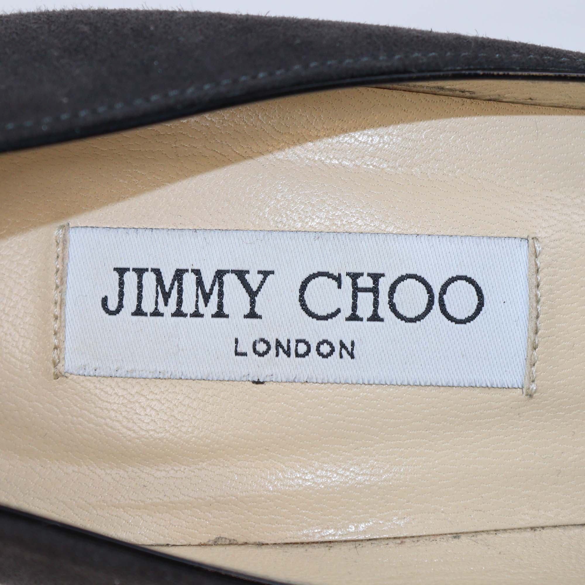 Jimmy Choo Dark Grey Suede Pointed Toe Pumps