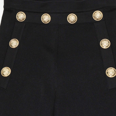 Balmain Black Viscose Button Detailed Flared Trousers