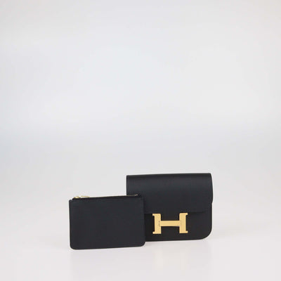 Hermes Black Epsom Leather Constance Slim Wallet