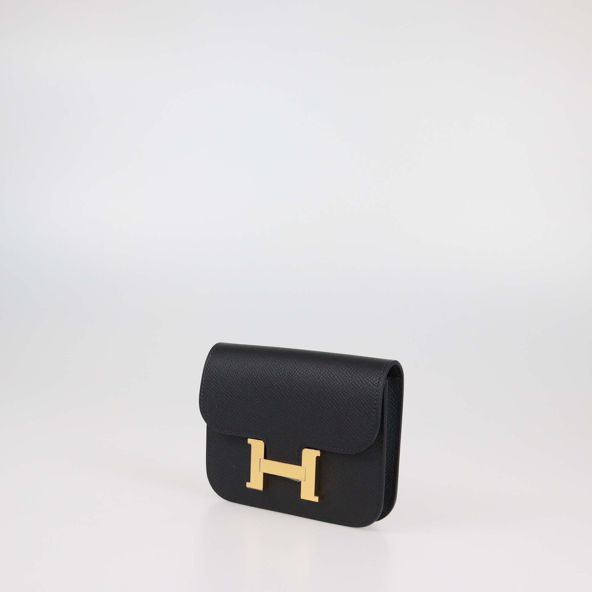 Hermes Black Epsom Leather Constance Slim Wallet