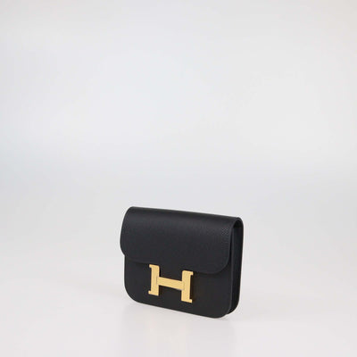 Hermes Black Epsom Leather Constance Slim Wallet