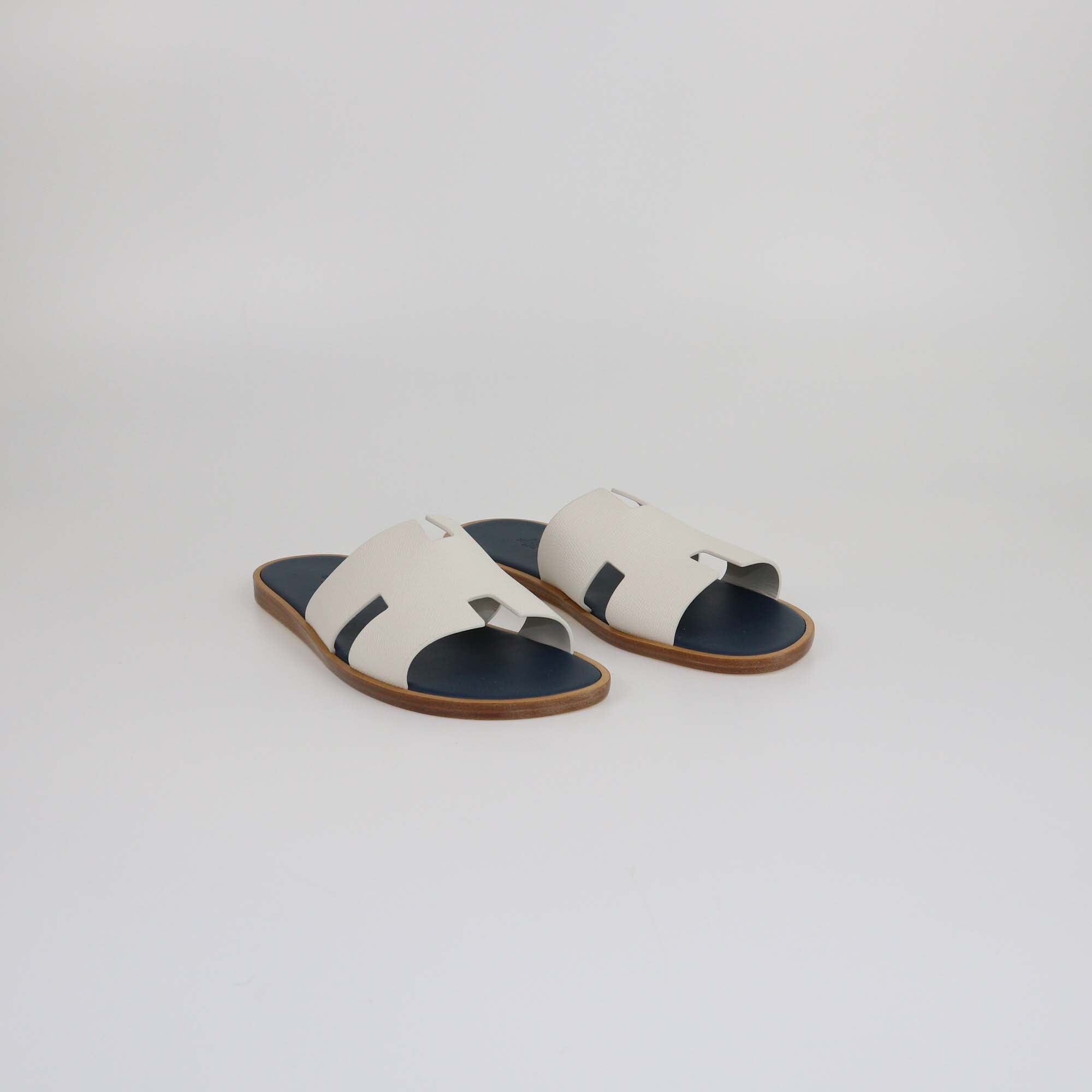 Hermes Gris/Bleu Epsom Turquin Izmir Sandals Mens Hermes 