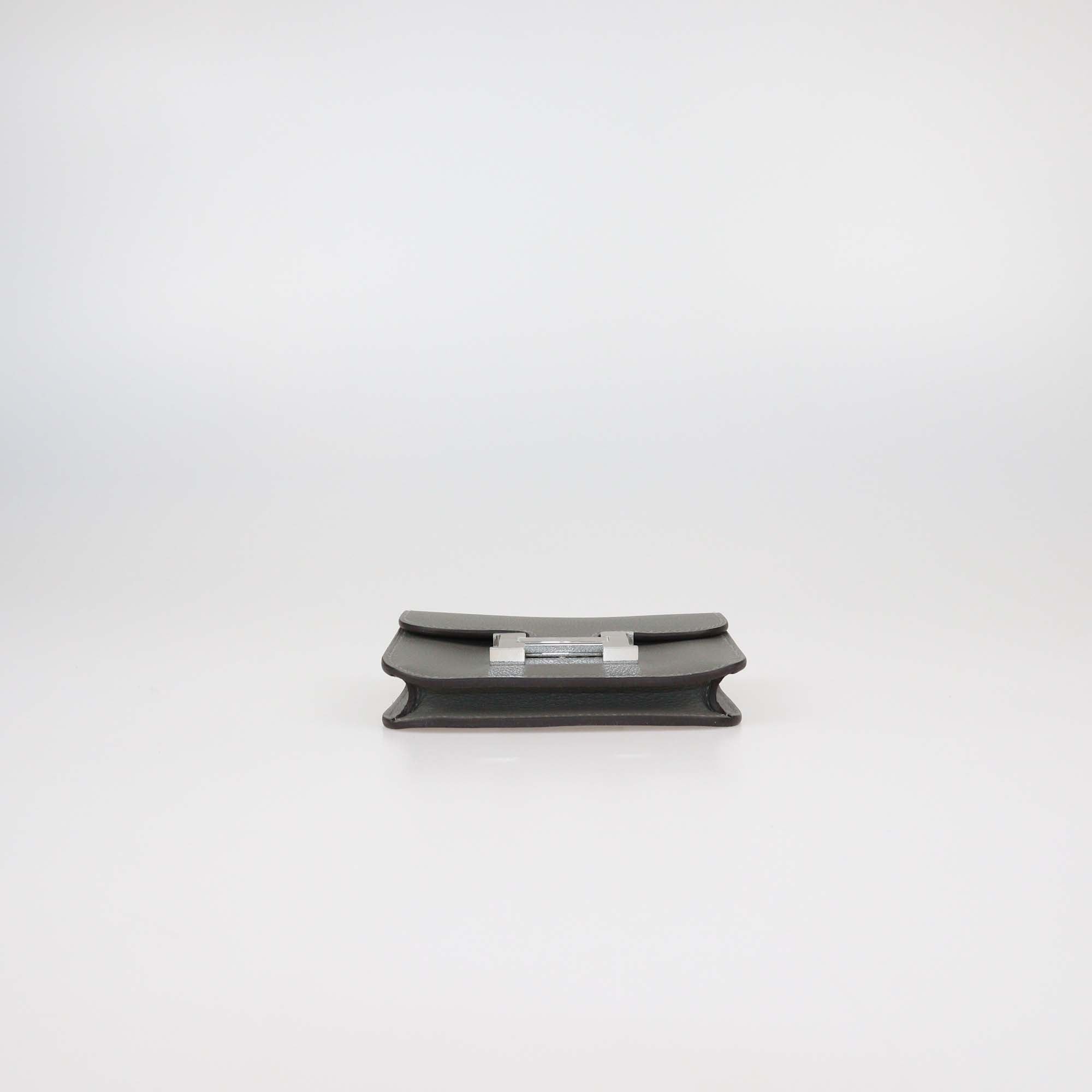 Hermes Gris Meyer Evercolor Leather Constance Slim Wallet