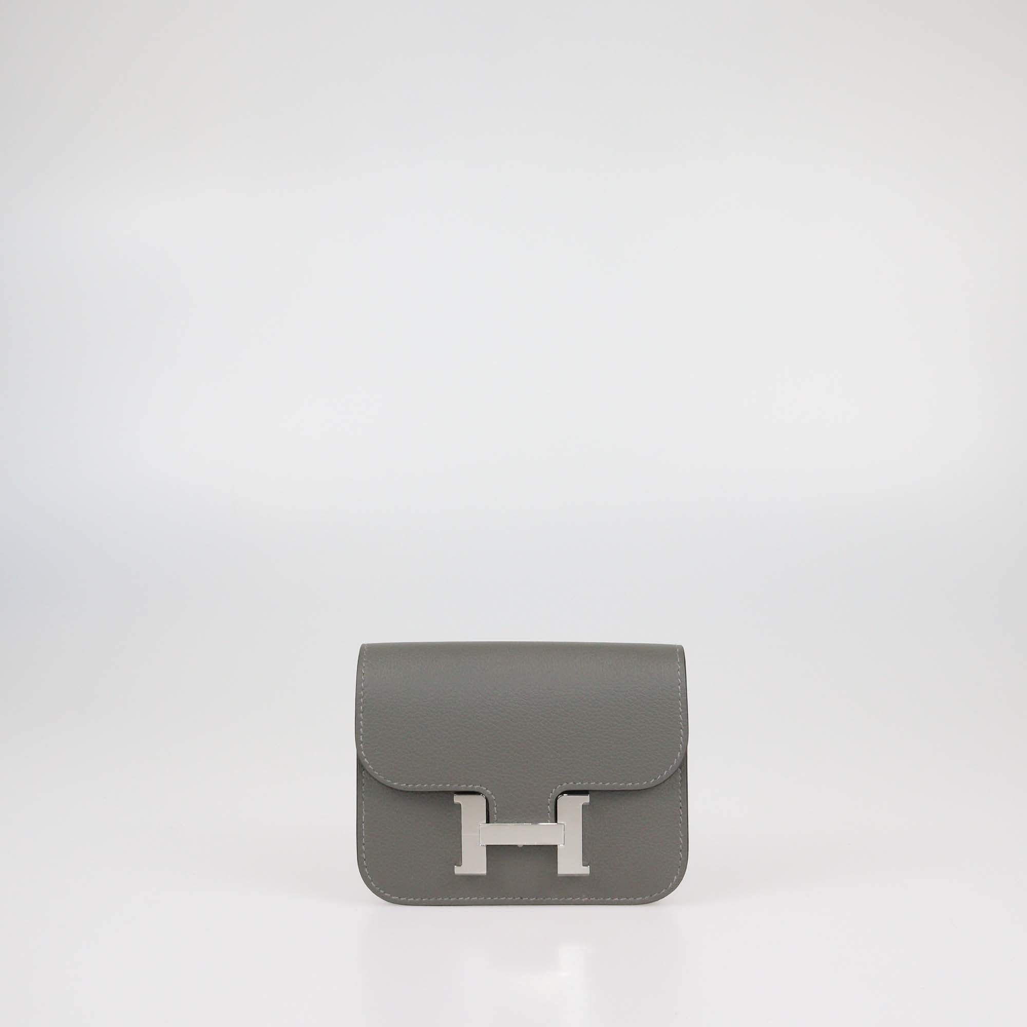 Hermes Gris Meyer Evercolor Leather Constance Slim Wallet
