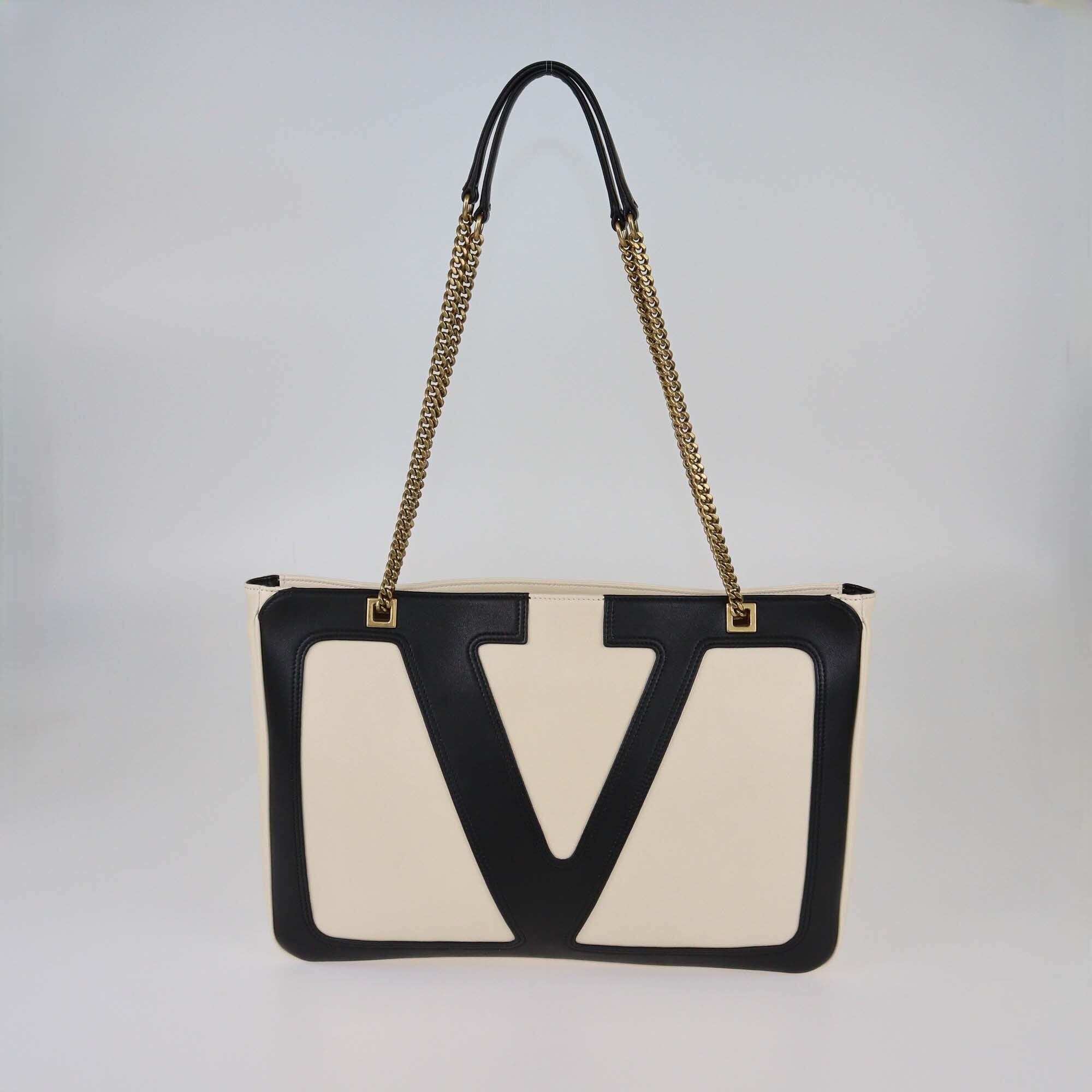 Valentino Butter/Black Medium Viva Superstar Shopper Tote Womens Valentino 