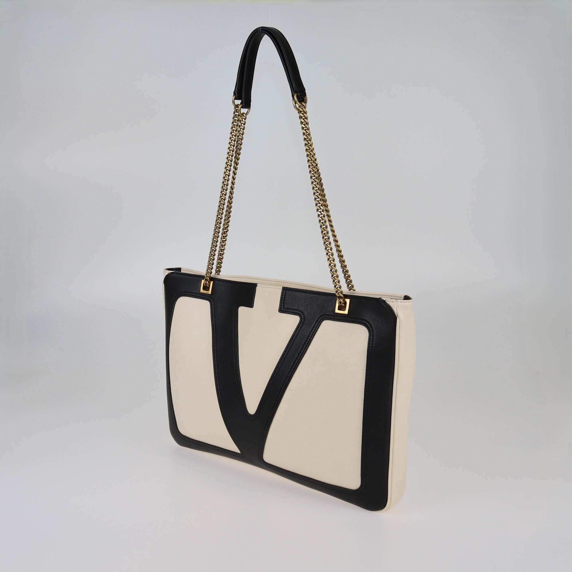 Valentino Butter/Black Medium Viva Superstar Shopper Tote Womens Valentino 