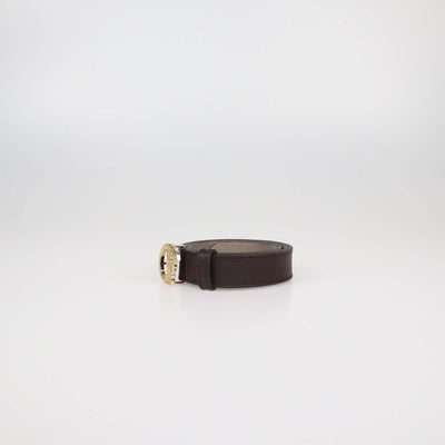 Versace Collection Dark Brown Leather Medusa Buckle Belt