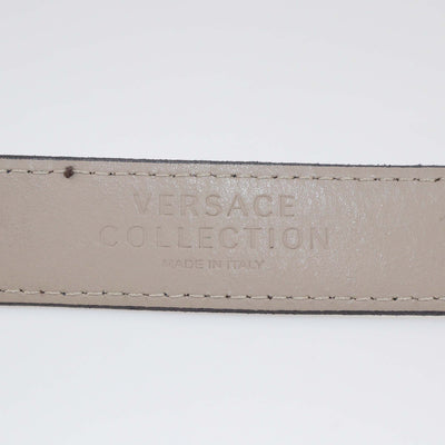 Versace Collection Dark Brown Leather Medusa Buckle Belt