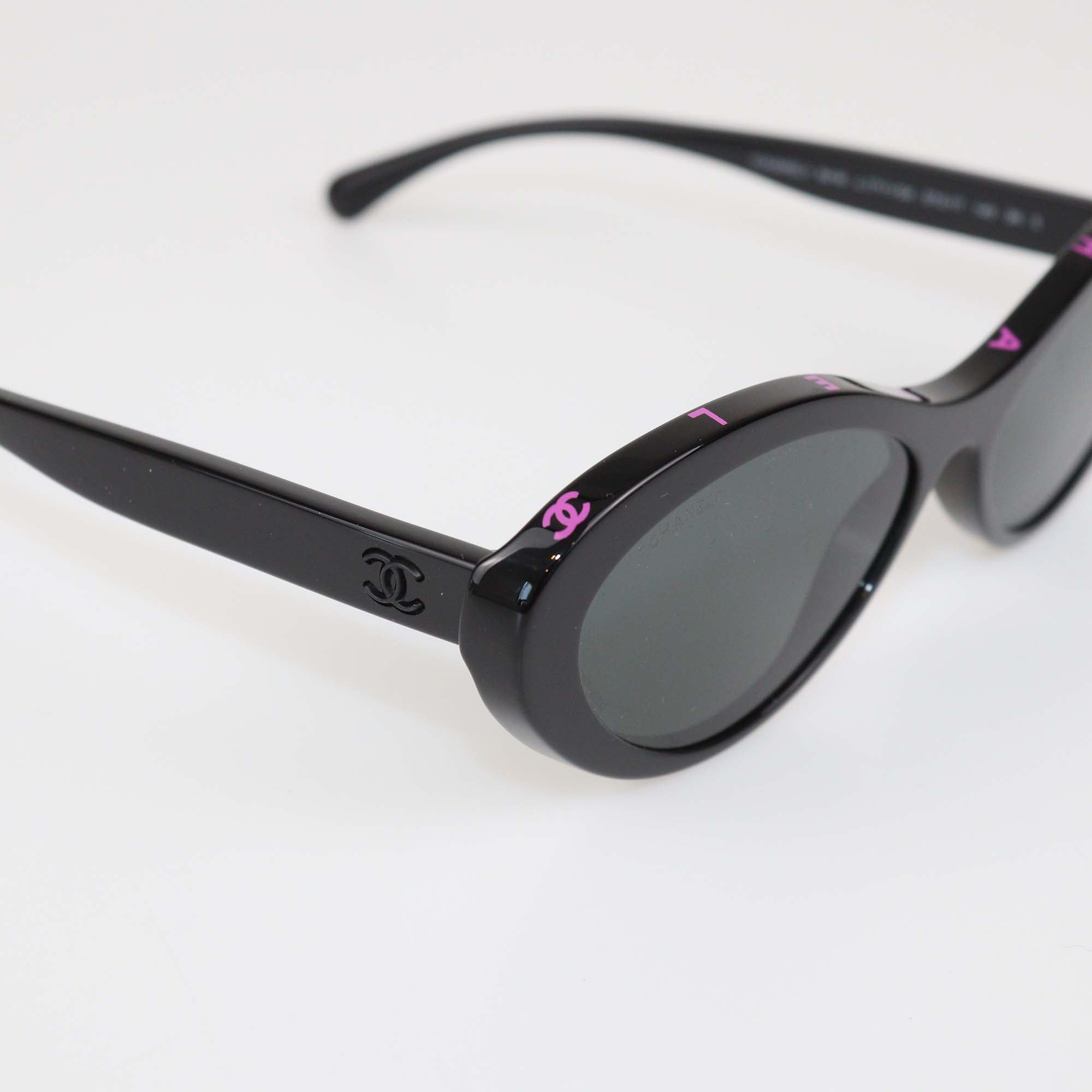 Chanel Black Oval Sunglasses