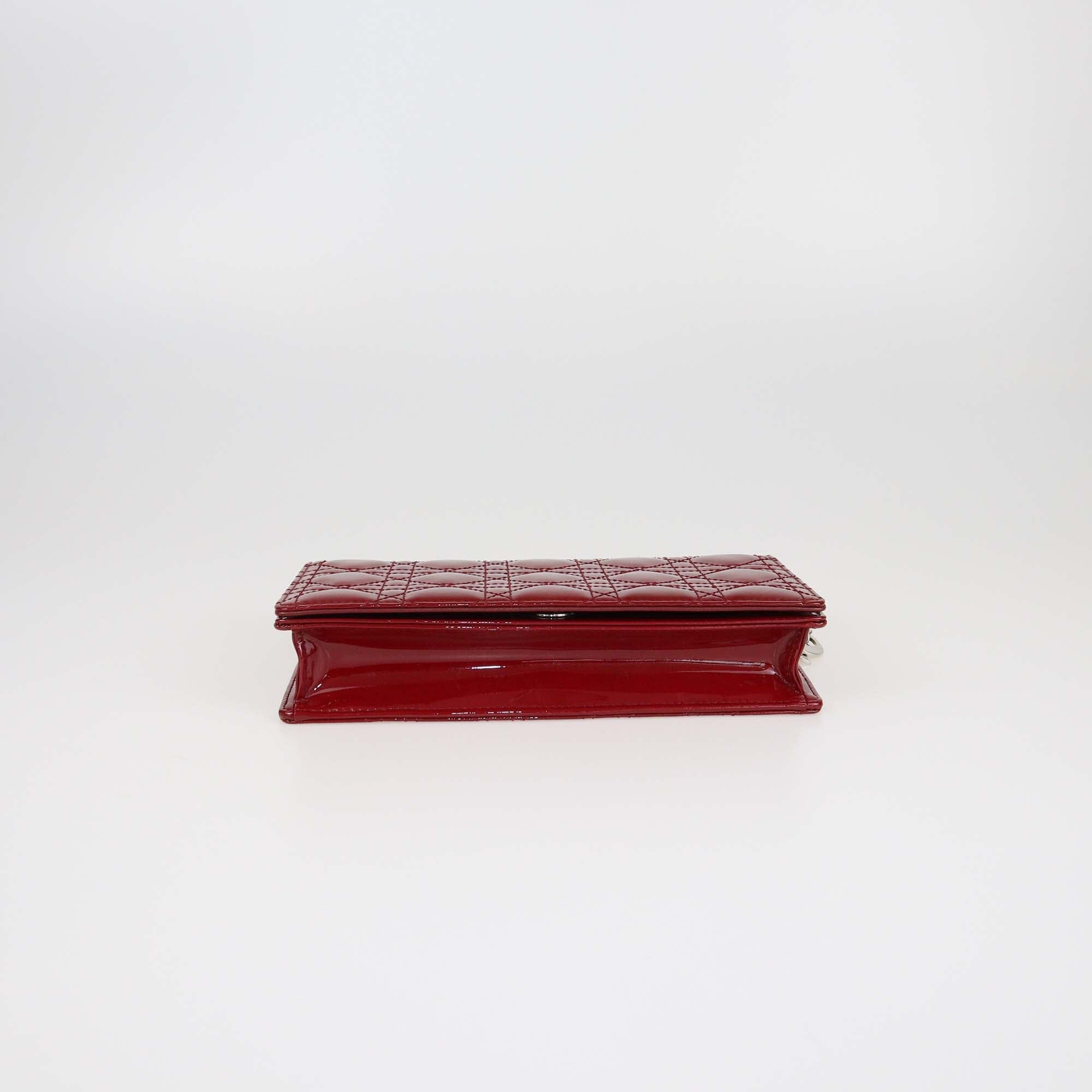 Christian Dior Red Cannage Lady Dior Pouch On Chain Womens Christian Dior 