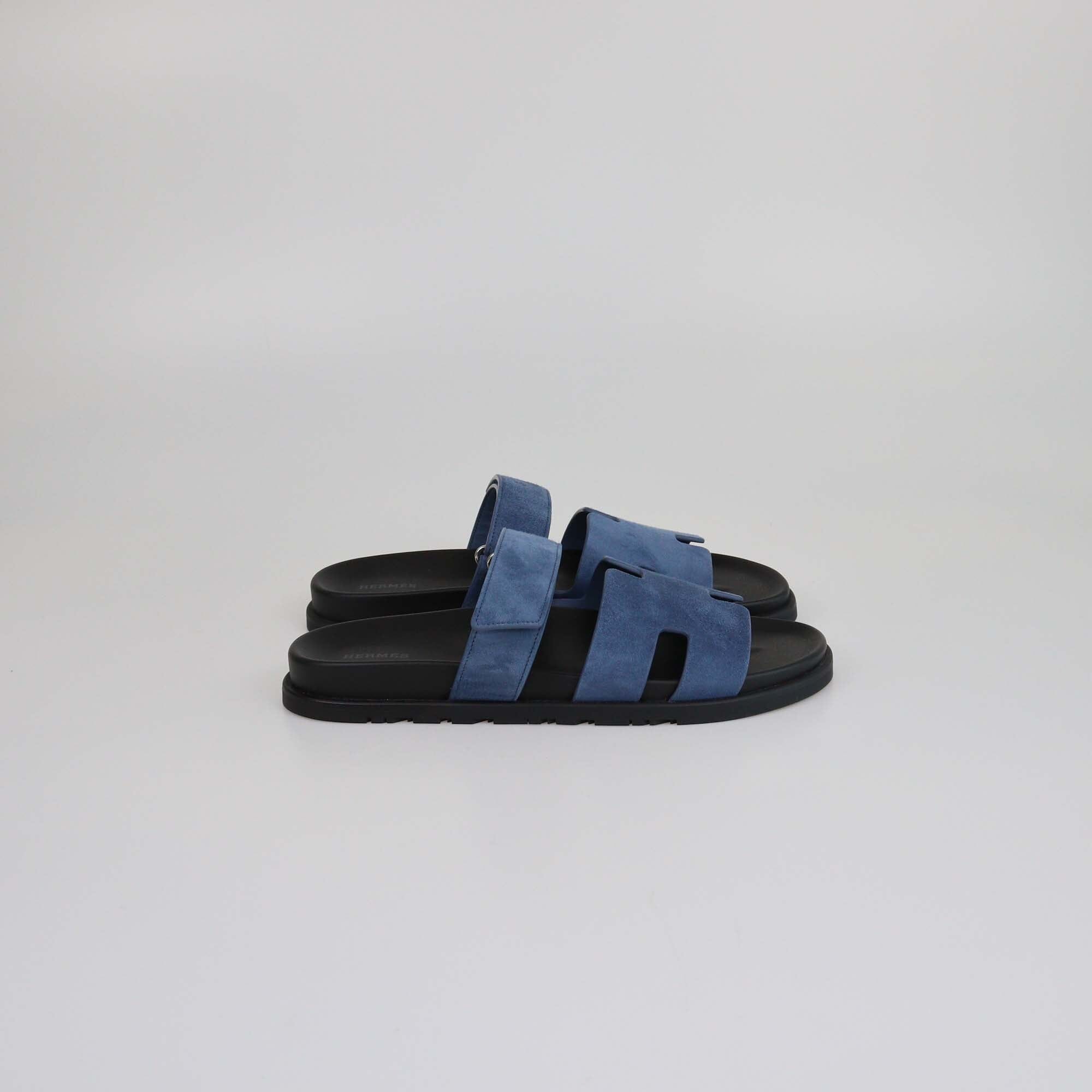 Hermes Blue Celeste Chypre Sandals Mens Hermes 