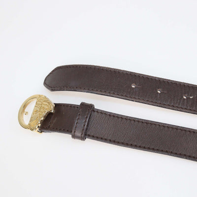 Versace Collection Dark Brown Leather Medusa Buckle Belt